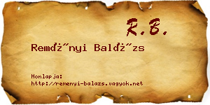 Reményi Balázs névjegykártya